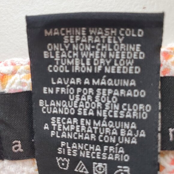 ATTENTION SZ 2 Textured Floral Print Midi Pencil Skirt White Green Red Yellow - Picture 6 of 6